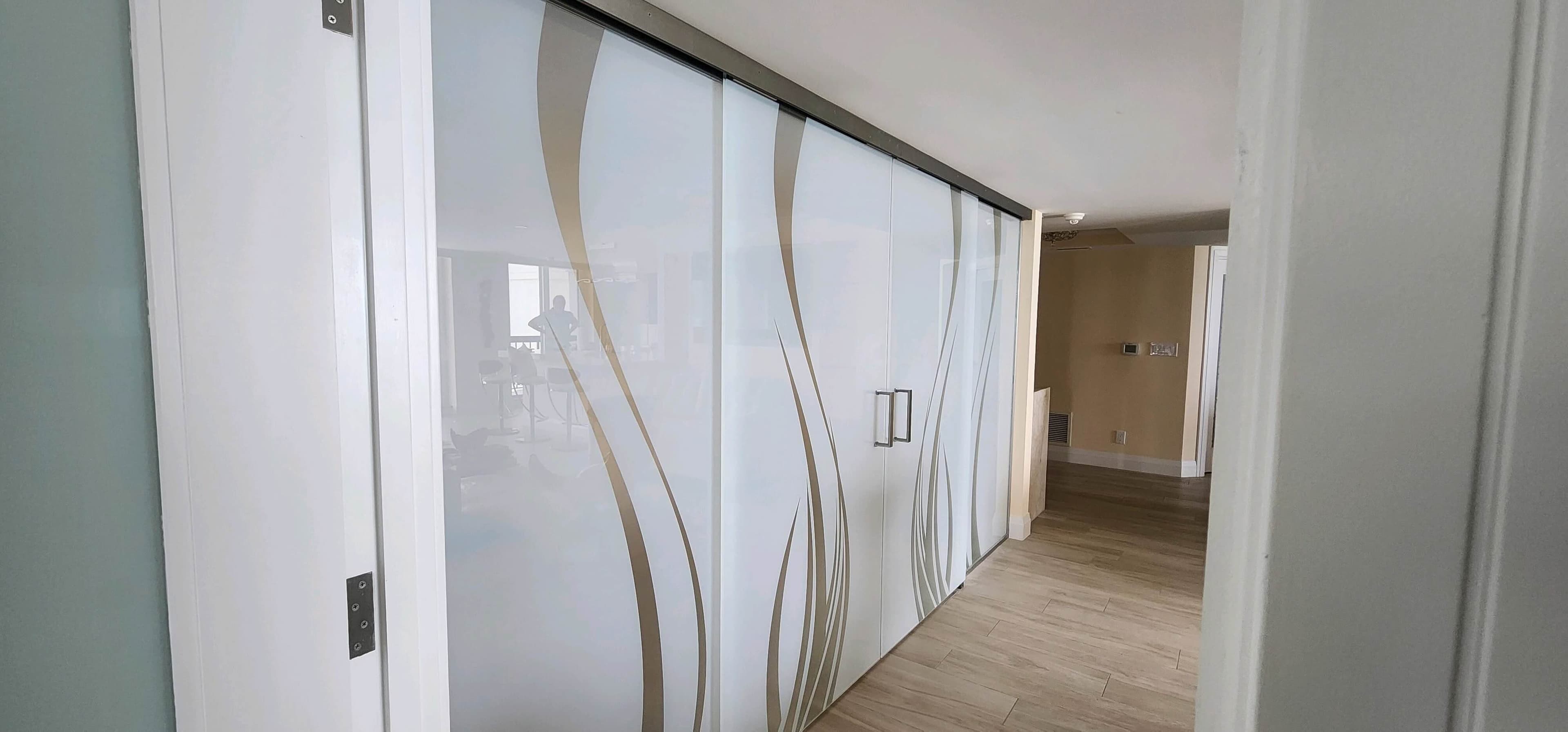 Tinted Wavy Design Indoors window film design Custom Design