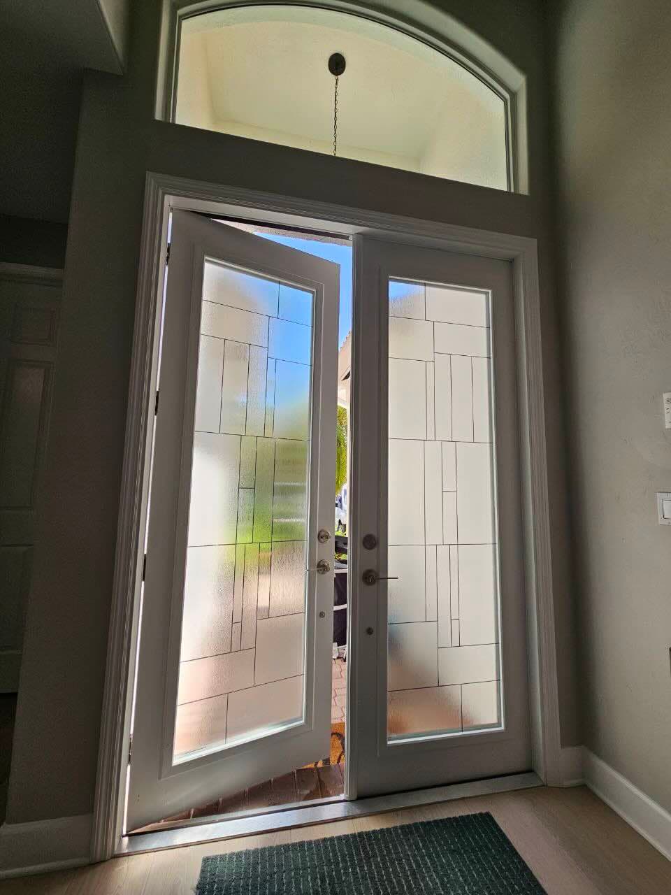 Blocky Front Door window film design CG5