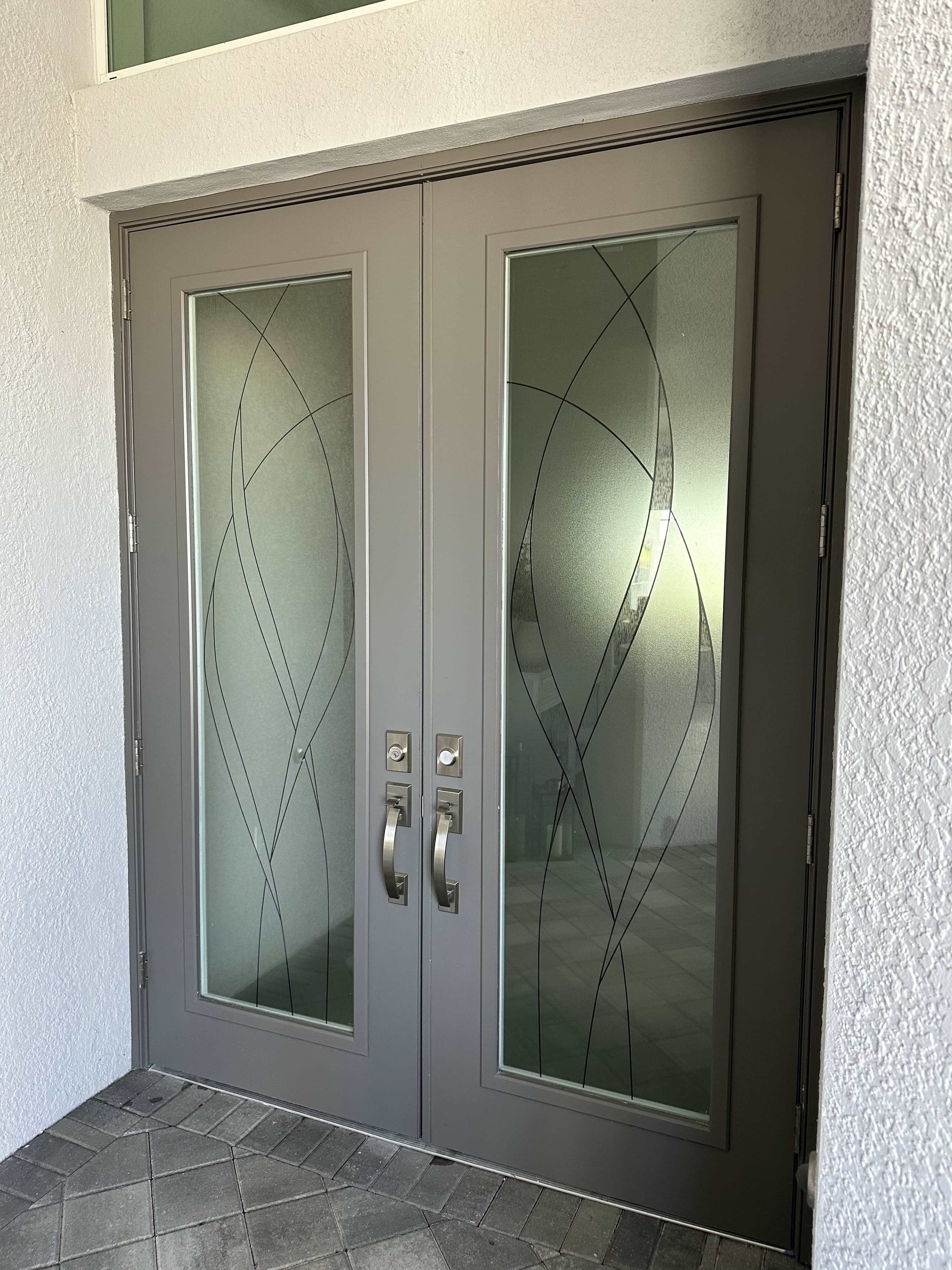 Wavy Front Door window film design CG3