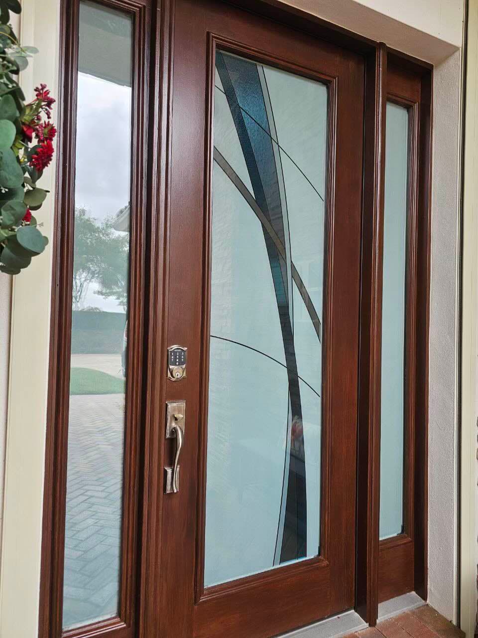 Wavy Front Door window film design CG7