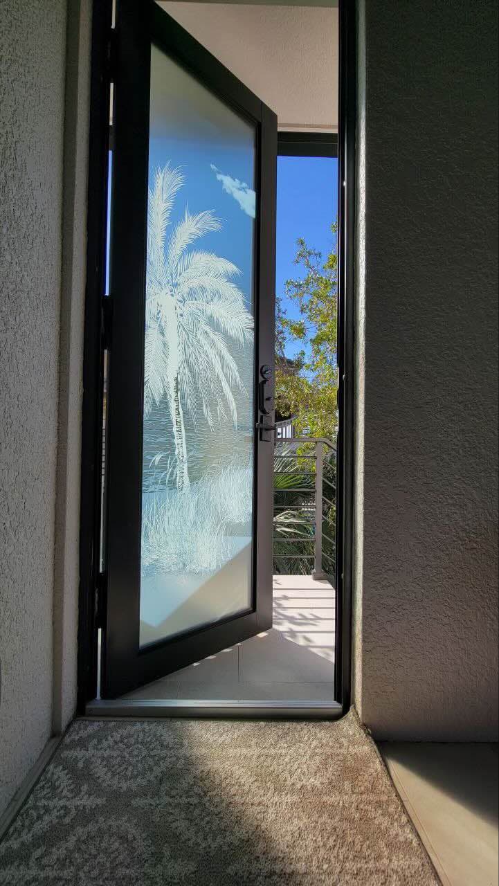 Palm Back Door window film design CG18