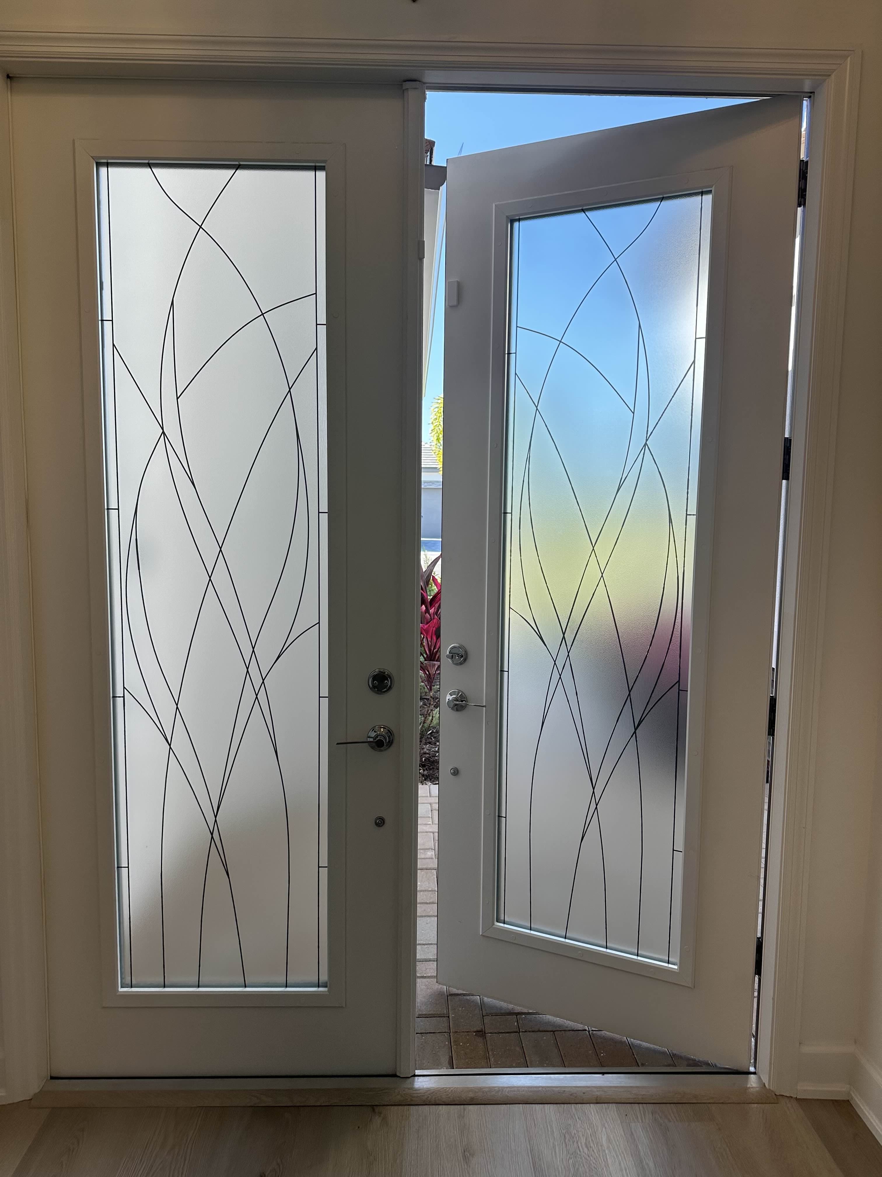 Wavy Front Door window film design CG3