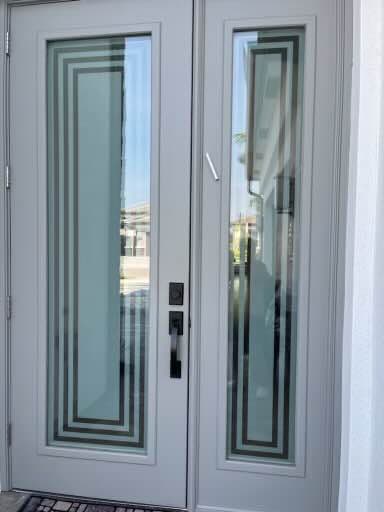 Modern Blocky Front Door window film design CG16
