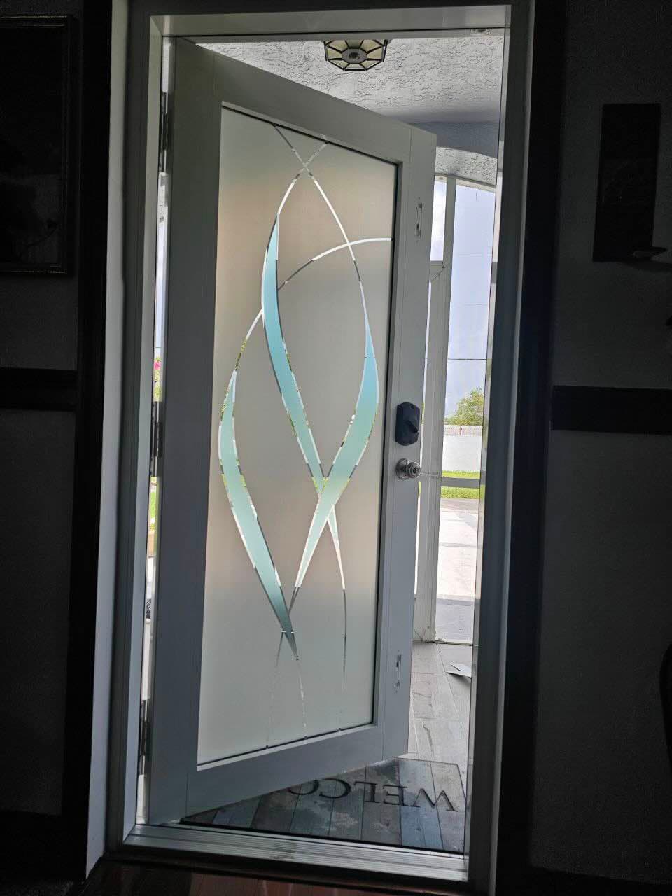 Wavy Patio Door window film design CG1