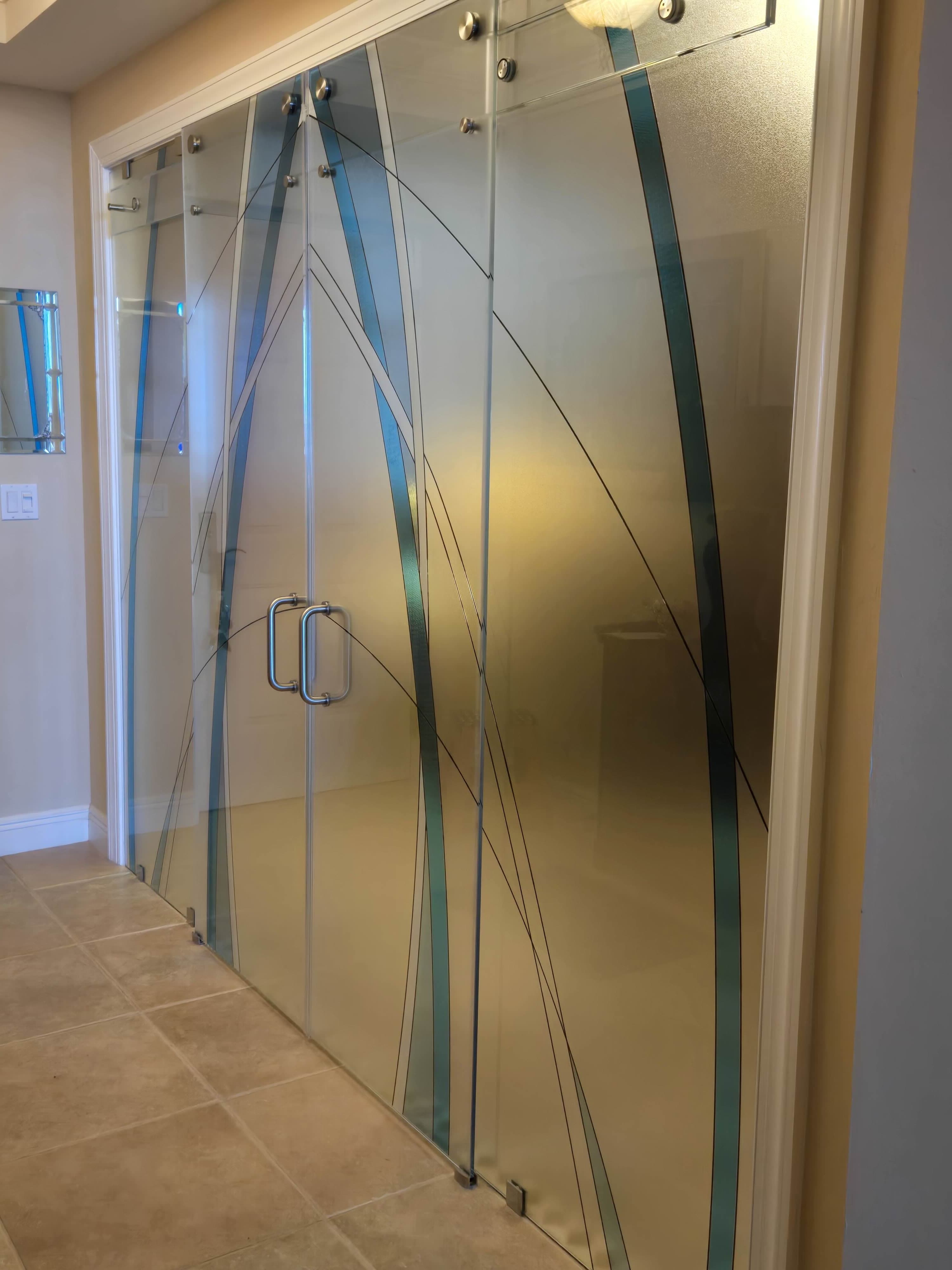 Wavy Inside Door window film design Custom Design