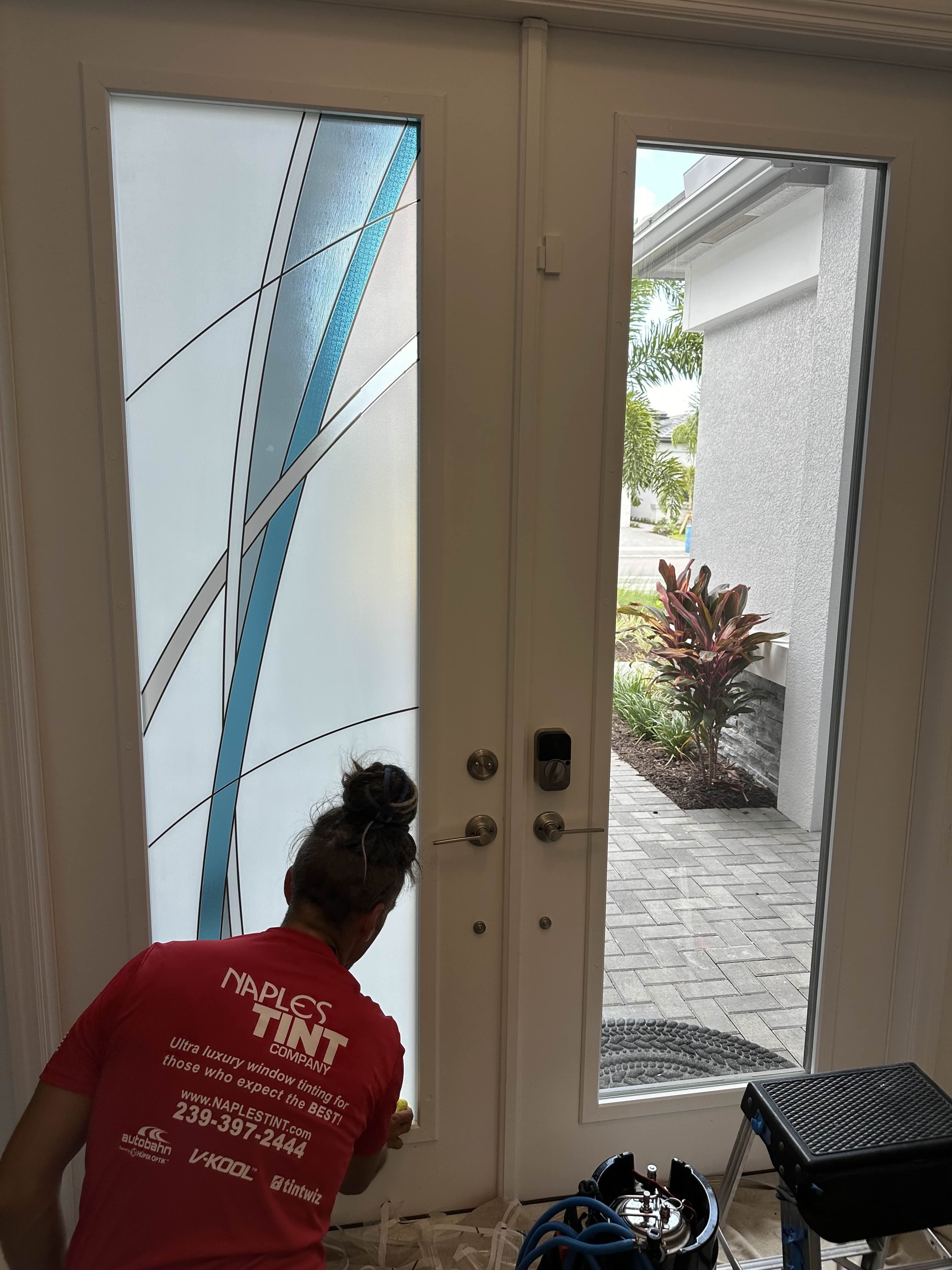 Wavy Front Door window film design CG7