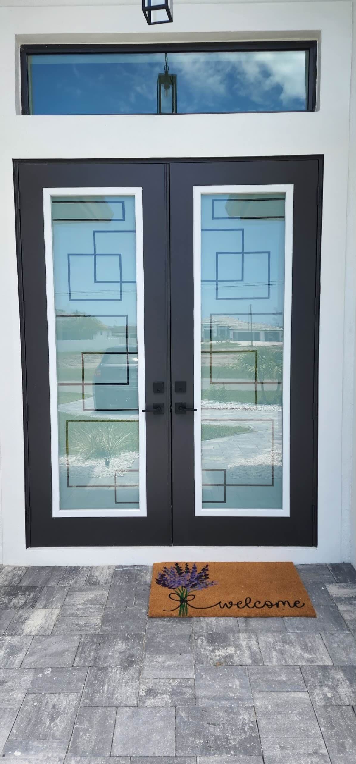 Blocky Front Door window film design CG6
