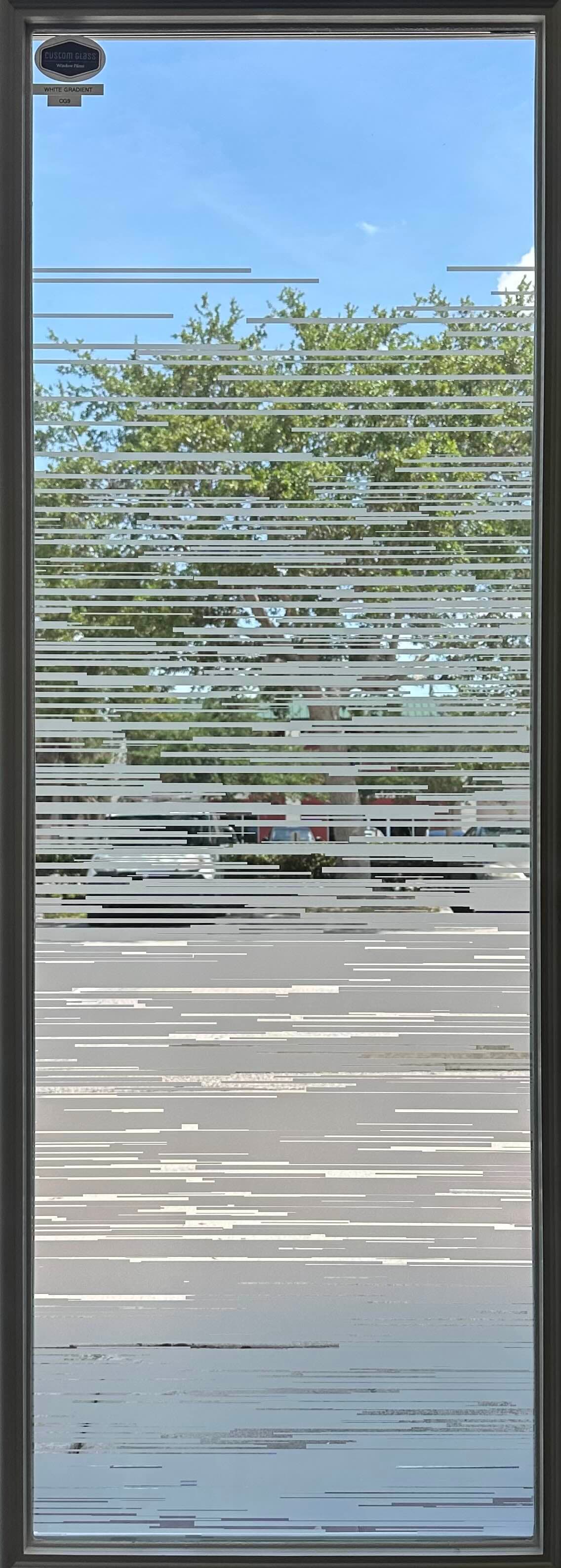 Decorative window film with vertical bar pattern