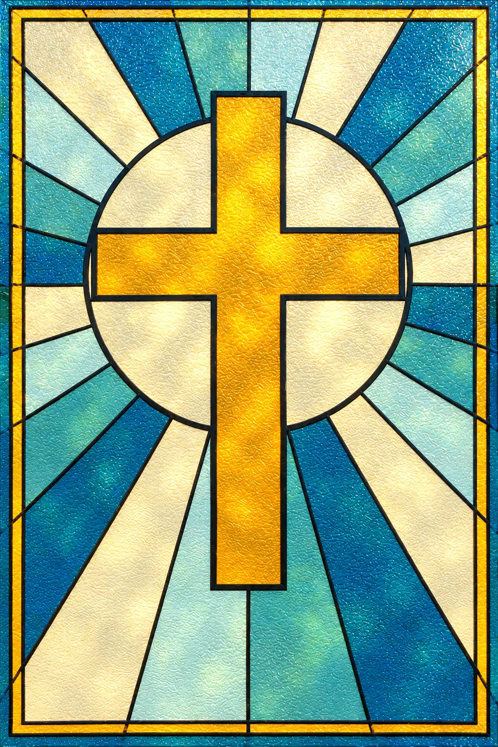 Cross of Light catalog preview showing a cross and colored stained-glass-style panes