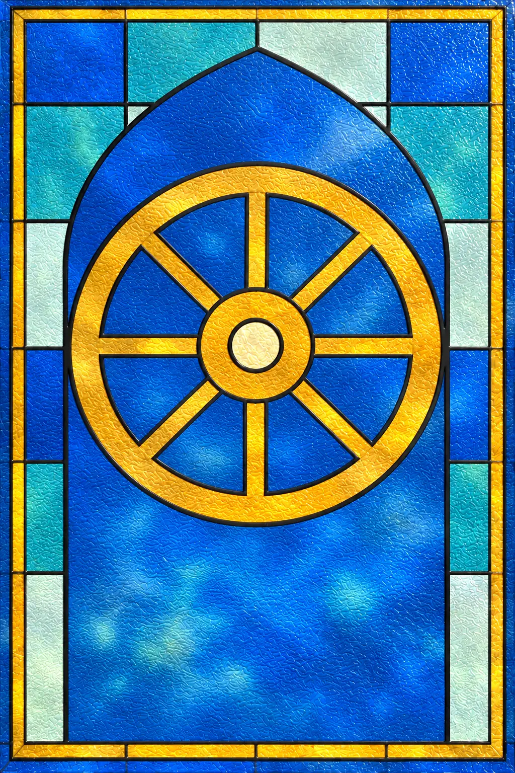 Dharma Wheel — simulated translucent film with fine glossy UV-varnish relief
