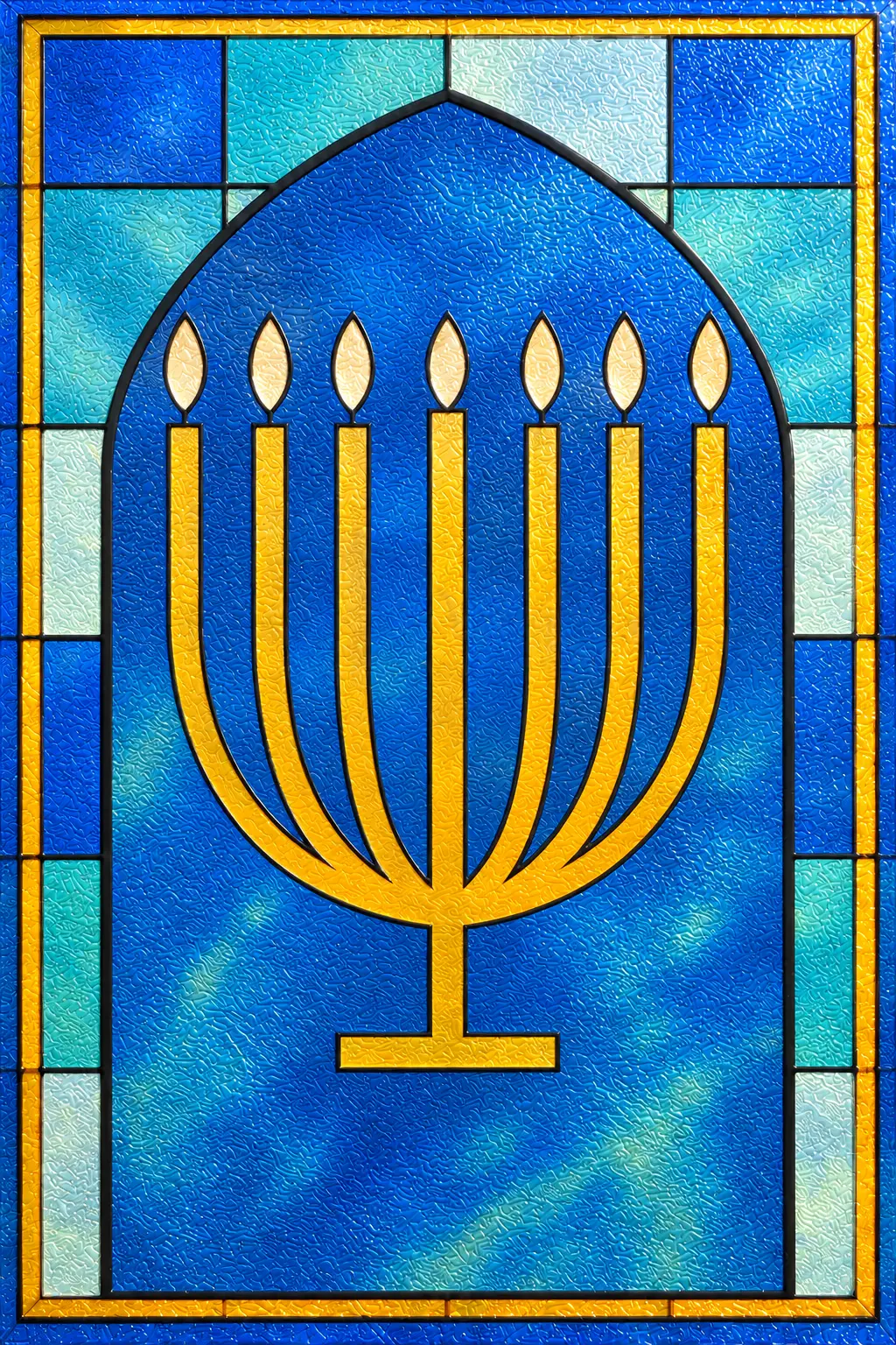 Menorah Radiance — simulated translucent film with fine glossy UV-varnish relief