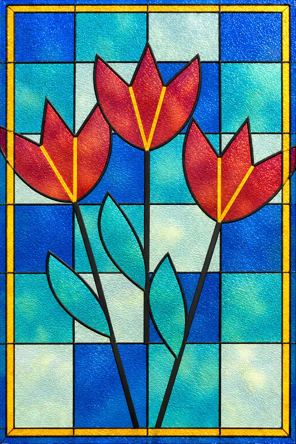 Tulip Court — simulated translucent film with fine glossy UV-varnish relief