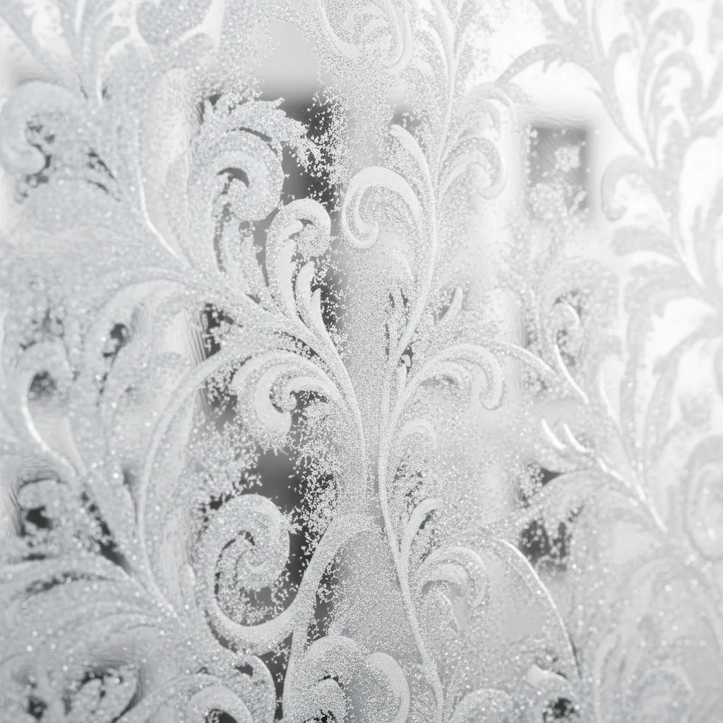 Macro close-up of frosted decorative window film texture